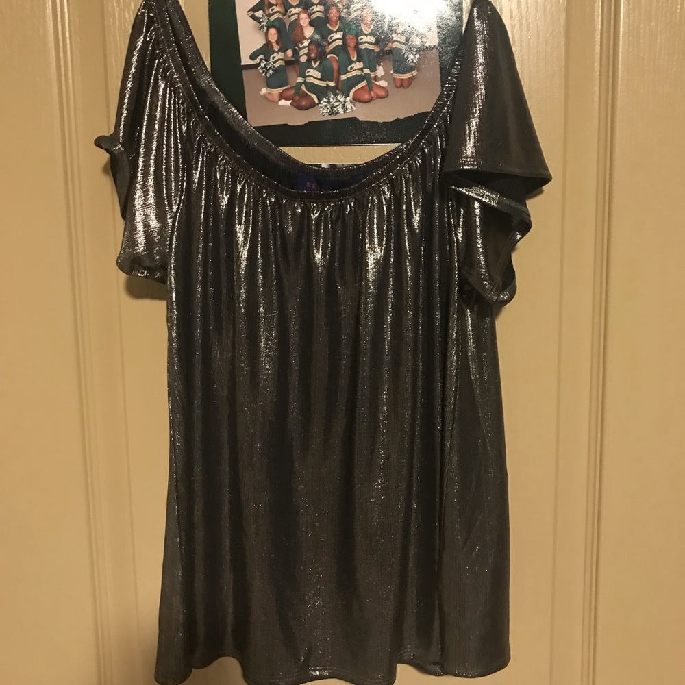 Aeropostale Off the Shoulder Foil Top